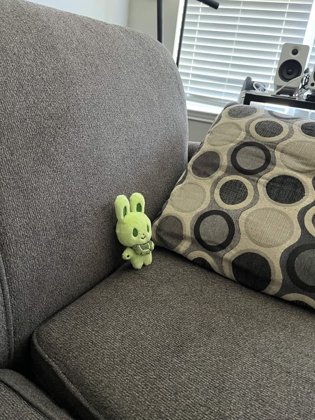 A green Bunny Plush Keychain