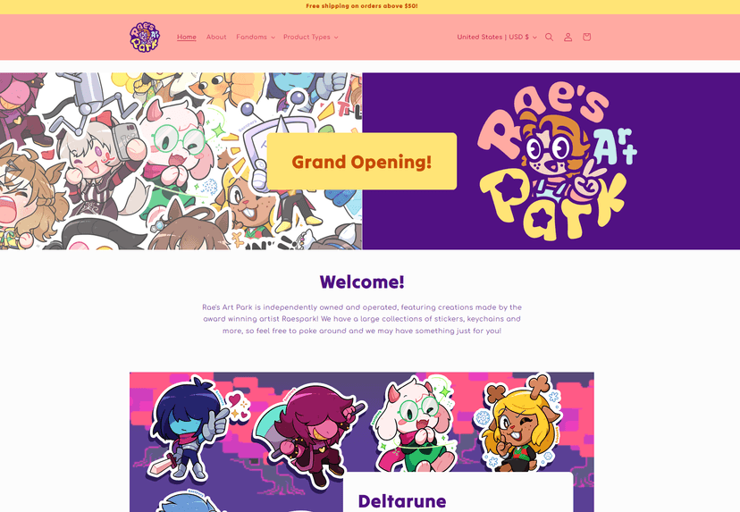 Screenshot of raes-art-park.com