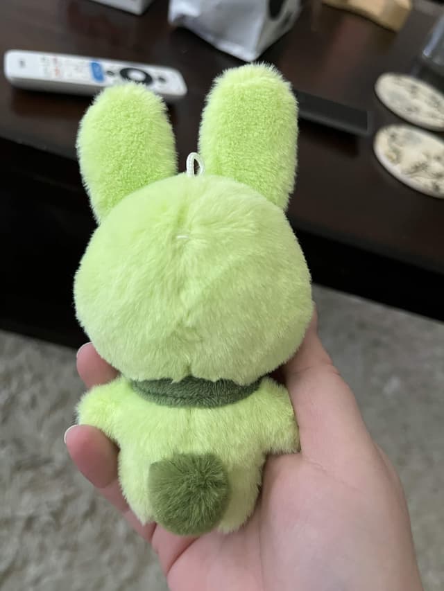 A green Bunny Plush Keychain