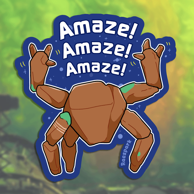 Rocky from Project Hail Mary saying AMAZE AMAZE AMAZE sticker